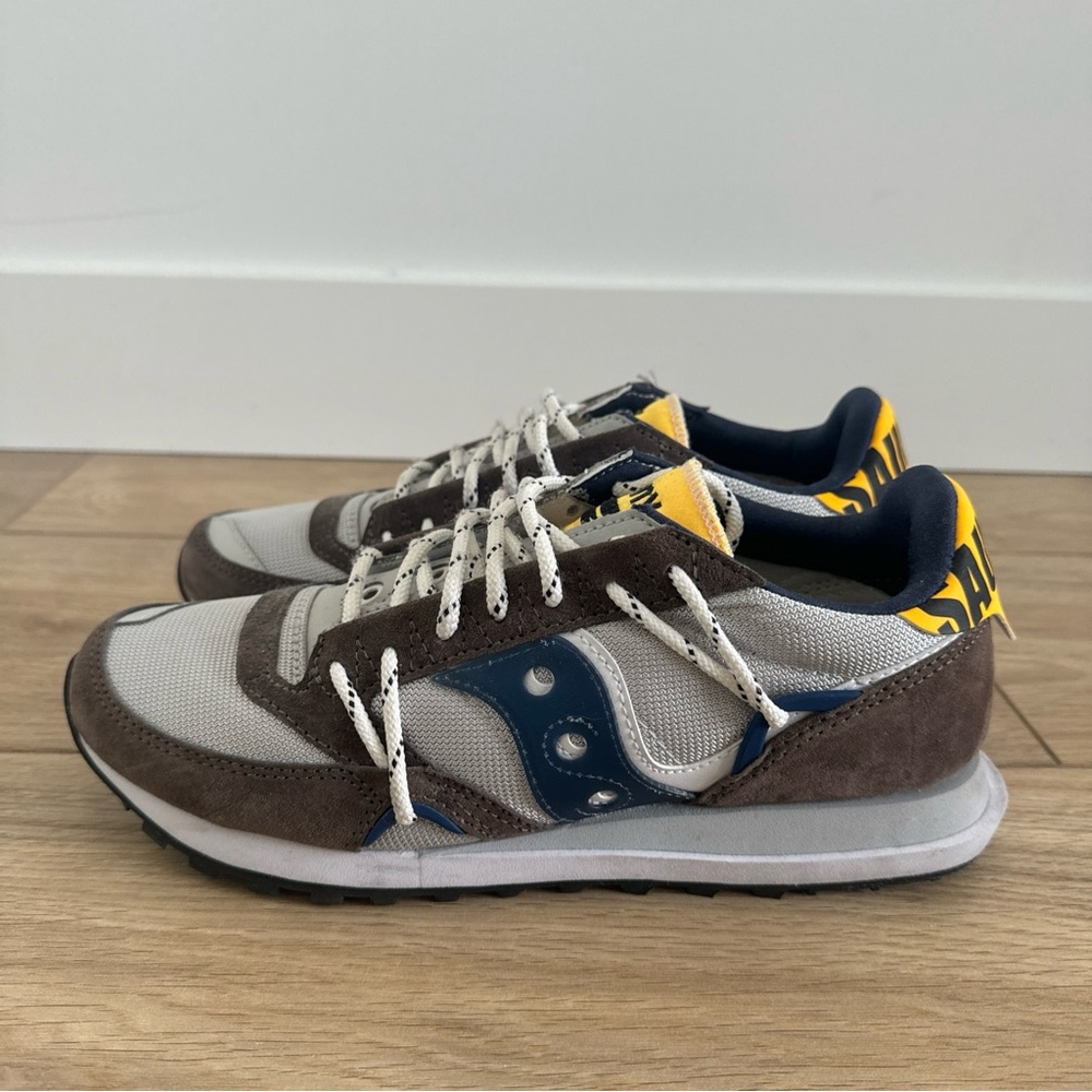 Saucony Jazz  Mens Grey Navy Suede Lace Up Lifestyle Sneakers Shoes Size 7.5